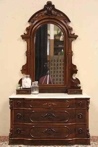 Main image of Rosewood 1860 Antique Marble Top Dresser, Chest or Vessel Sink Vanity