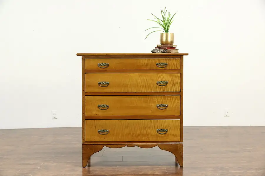 Main image of New England Country Maple & Butternut 1790 Antique Chest or Dresser