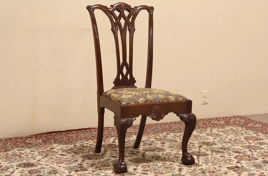 Main image of Georgian Chippendale Clawfoot Vintage Side or Desk Chair