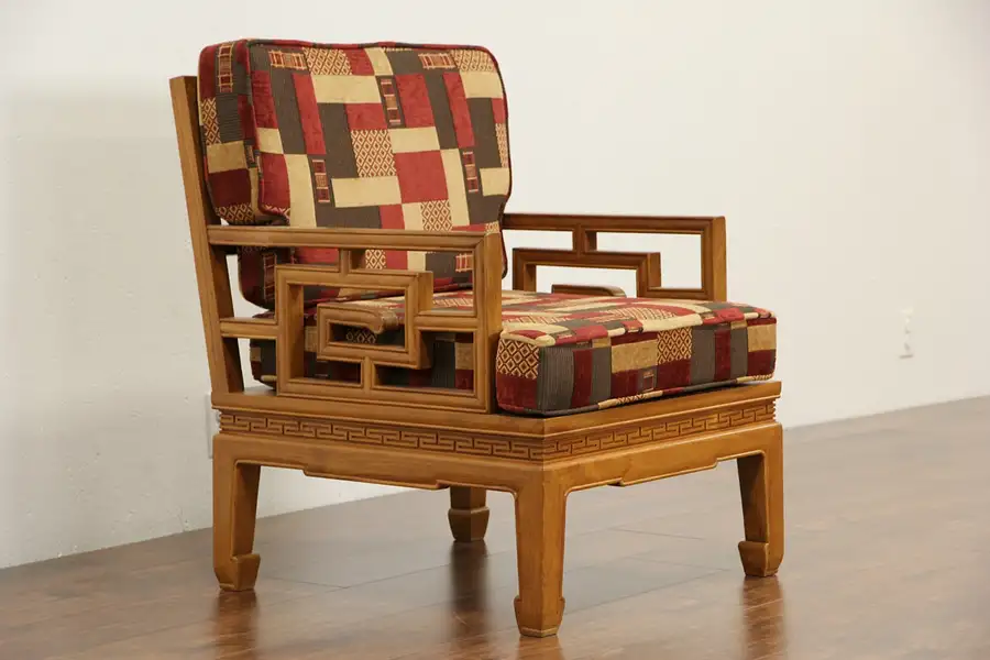Main image of Midcentury Modern Chinese Teak 1960's Vintage Chair, New Upholstery