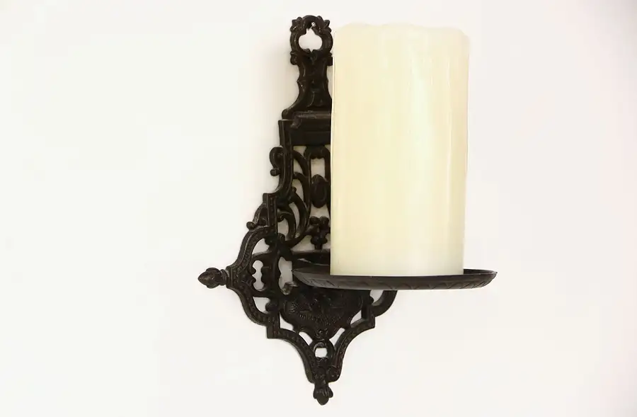 Main image of Victorian Iron 1870 Antique Folding Wall Bracket for Candlestick or Oil Lamp