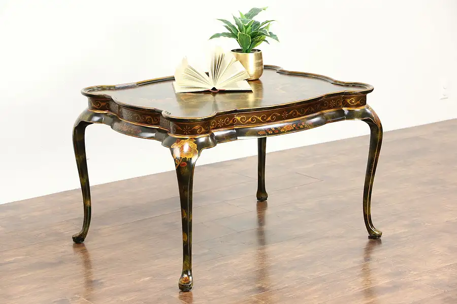 Main image of Maitland Smith Signed Tea, Coffee or Cocktail Table, Chinoiserie Painting