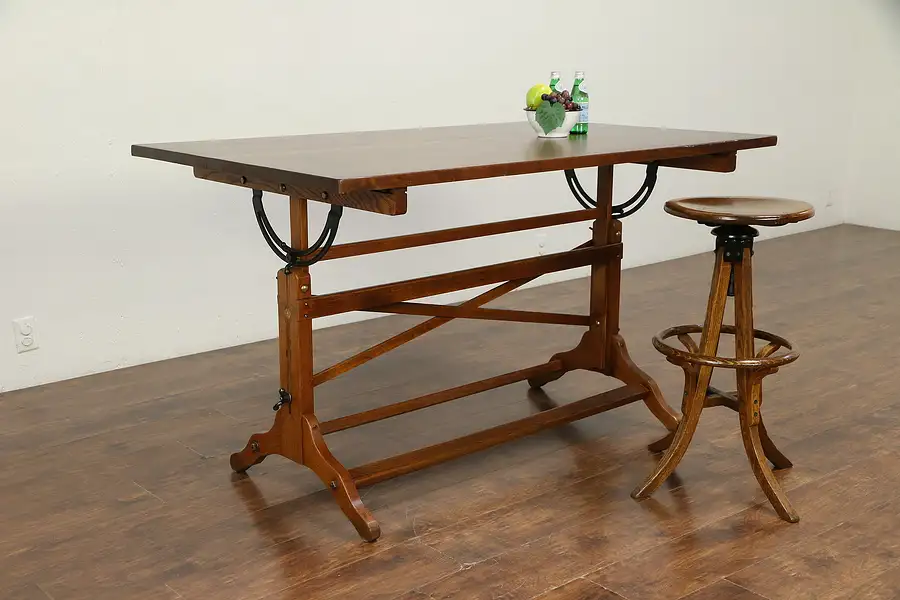 Main image of Drafting or Artist Desk, Drawing or Wine Table, Island Signed Post