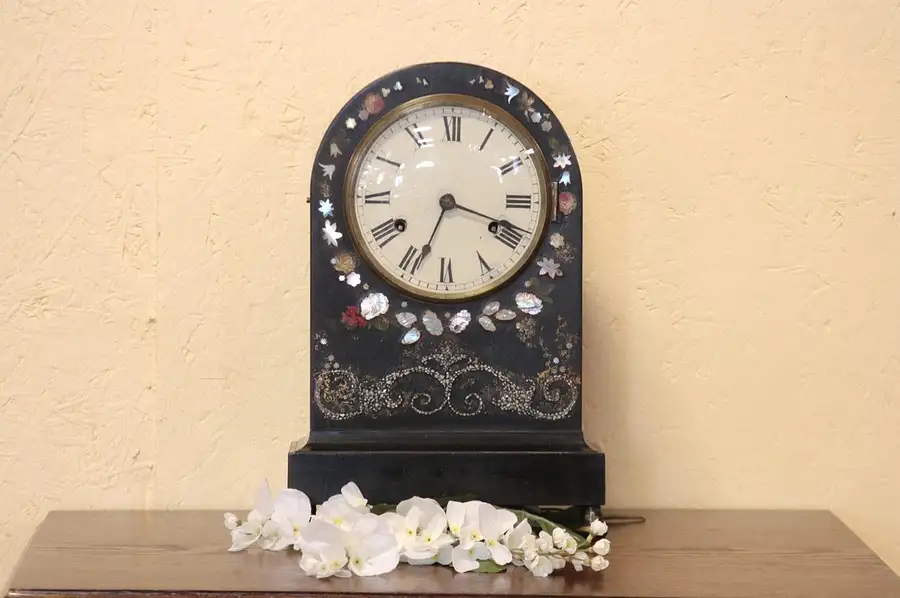 Main image of Victorian Pearl & Papier Mache Clock