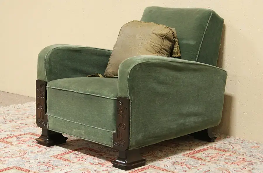 Main image of Art Deco 1940 Original Mohair Upholstered Armchair