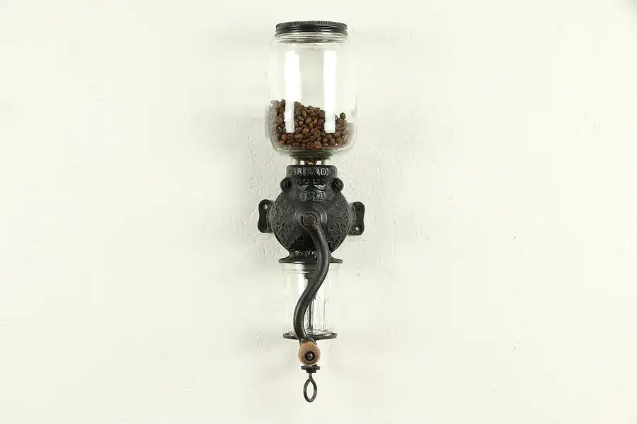 Main image of Arcade Crystal Antique Wall Mount Coffee Grinder Mill