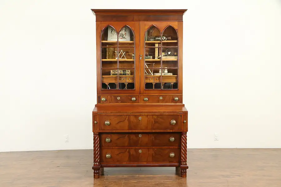 Main image of Gothic Empire Antique 1830 Ohio Secretary Desk & Bookcase