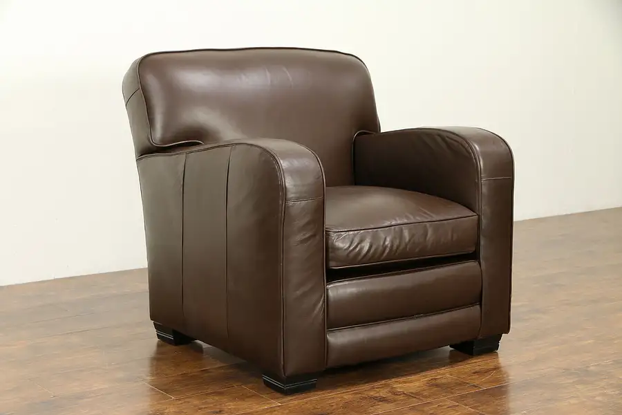 Main image of Art Deco Vintage Leather Club Chair, Leathercraft, ABC of NY
