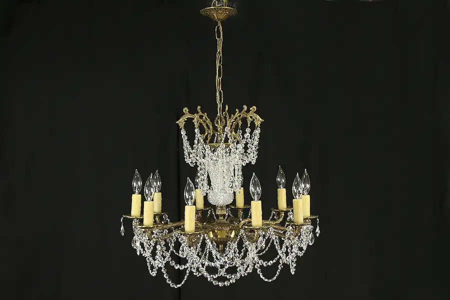 Main image of Strass Crystal Prism 10 Candle Vintage Spanish Chandelier