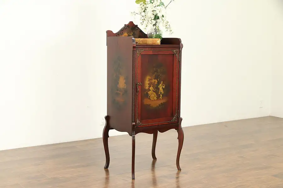 Main image of Music Cabinet or Folio File with Original Antique Painting