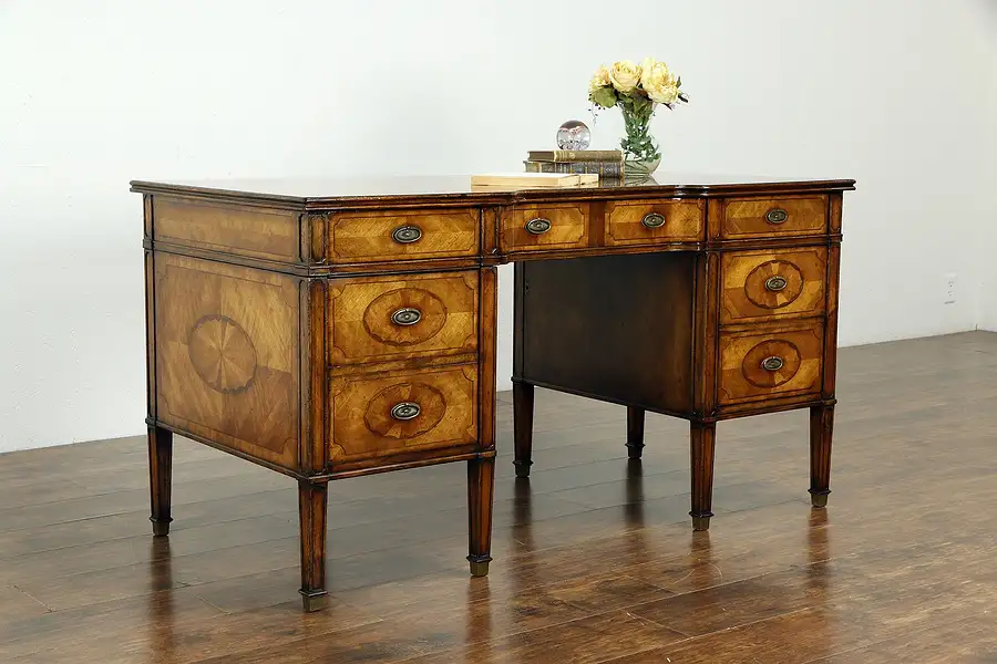Main image of Satinwood Marquetry Vintage Library Desk