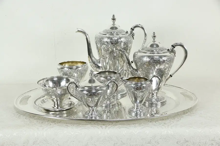 Main image of Wilcox International Silverplate Paisley Antique 8 Pc Coffee & Tea Set