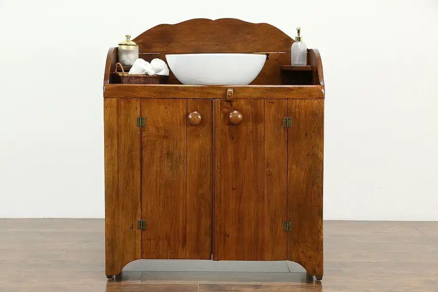 Main image of Country Walnut Antique Kitchen Pantry Dry Sink