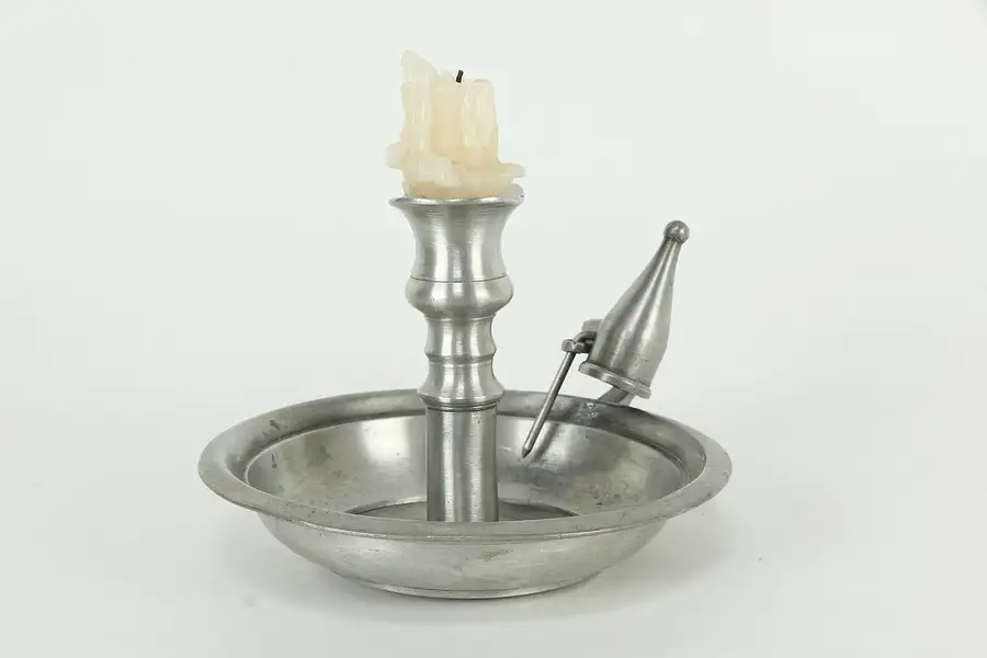 Main image of Pewter Chamber Stick or Candle Holder, Signed