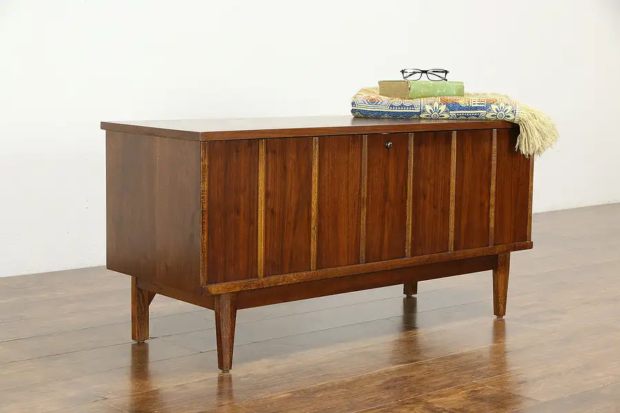 Main image of Midcentury Modern 1960 Vintage Walnut Cedar Lined Blanket Chest, Lane