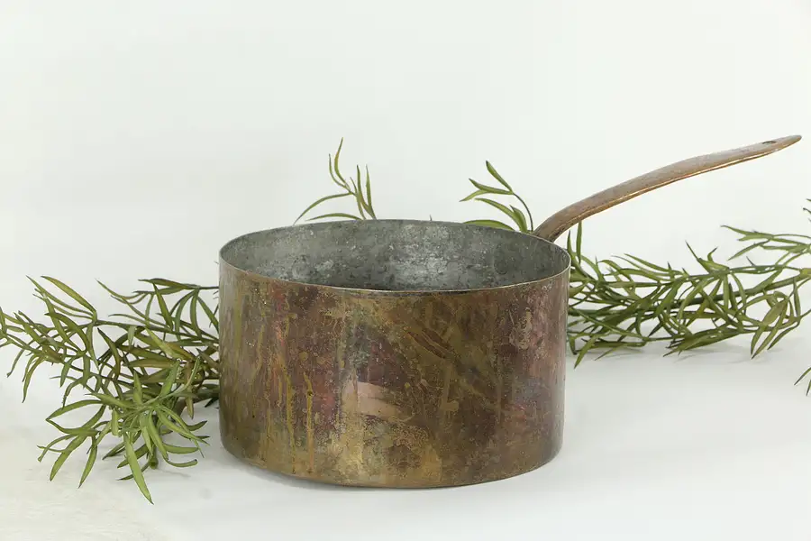 Main image of Copper French Farmhouse Antique Dovetailed Kettle #92, Tin Wash