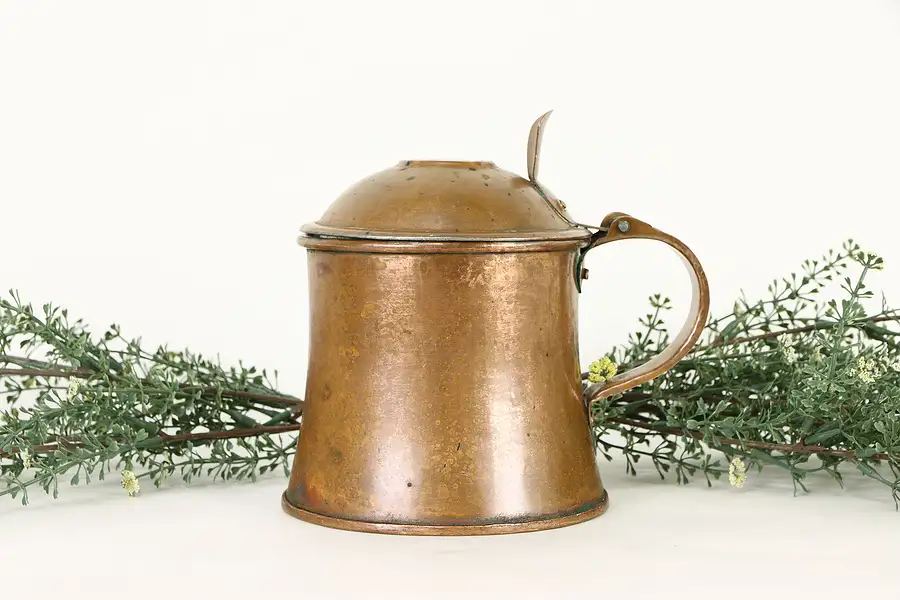 Main image of Copper Antique Dovetailed Farmhouse Lidded Vessel, Mug Signed Folke