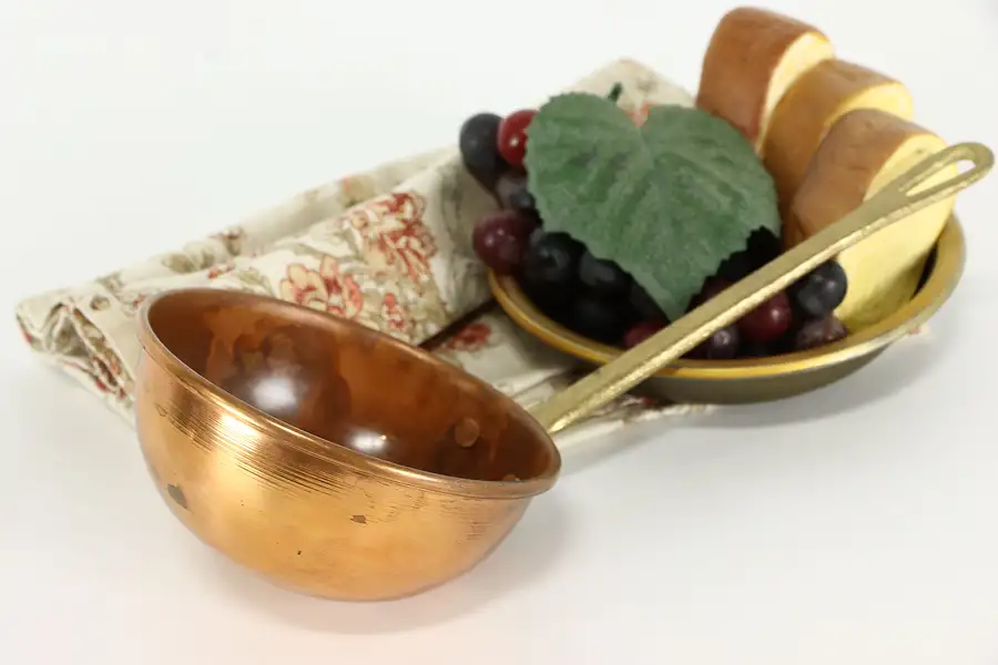 Main image of Copper Vintage Serving Ladle, Hammered Brass Handle