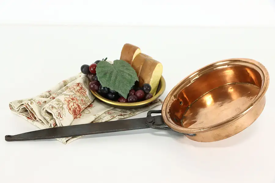 Main image of Copper Vintage Fry Pan, Wrought Iron Handle