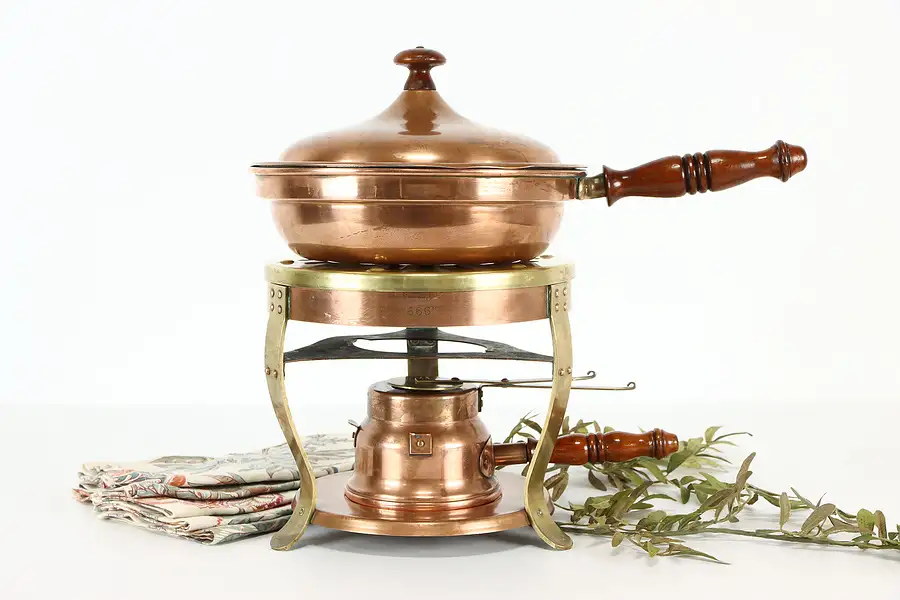 Main image of Copper Vintage Rachaud Chafing Dish & Burner, Bazar Francais, NY