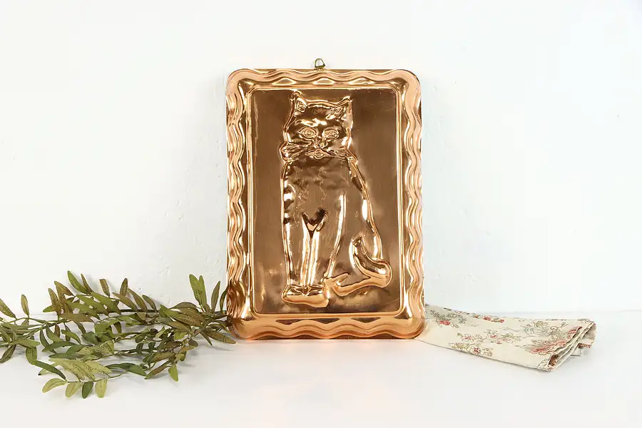 Main image of Copper Farmhouse Vintage Cat Relief Cake Pan, Dessert Mold