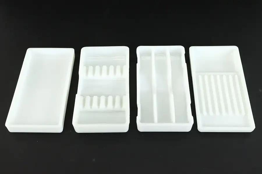 Main image of Antique Milk Glass 4 Dental Trays, American, Two Rivers WI