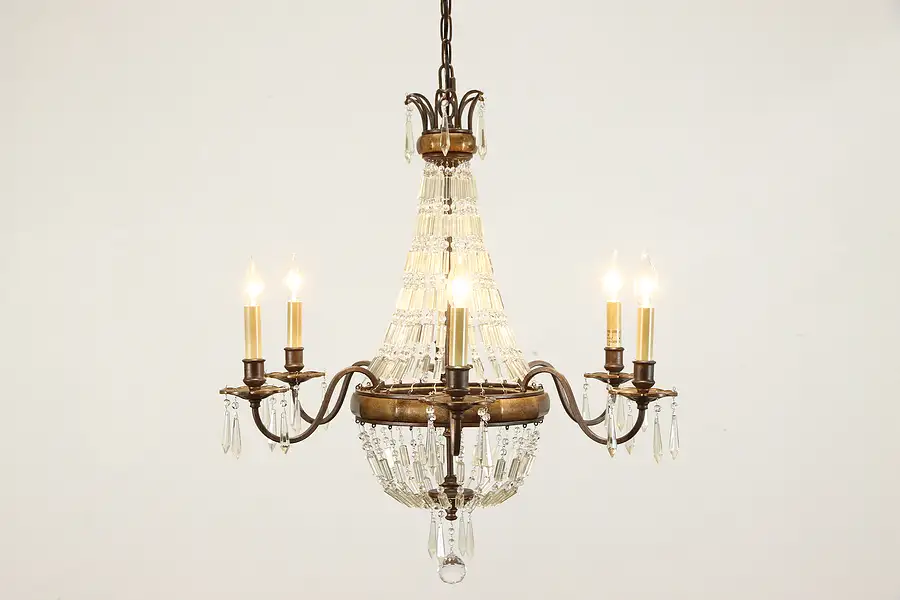 Main image of Bellini Crystal 6 Candle Chandelier, Prisms & Ball, Murray Feiss