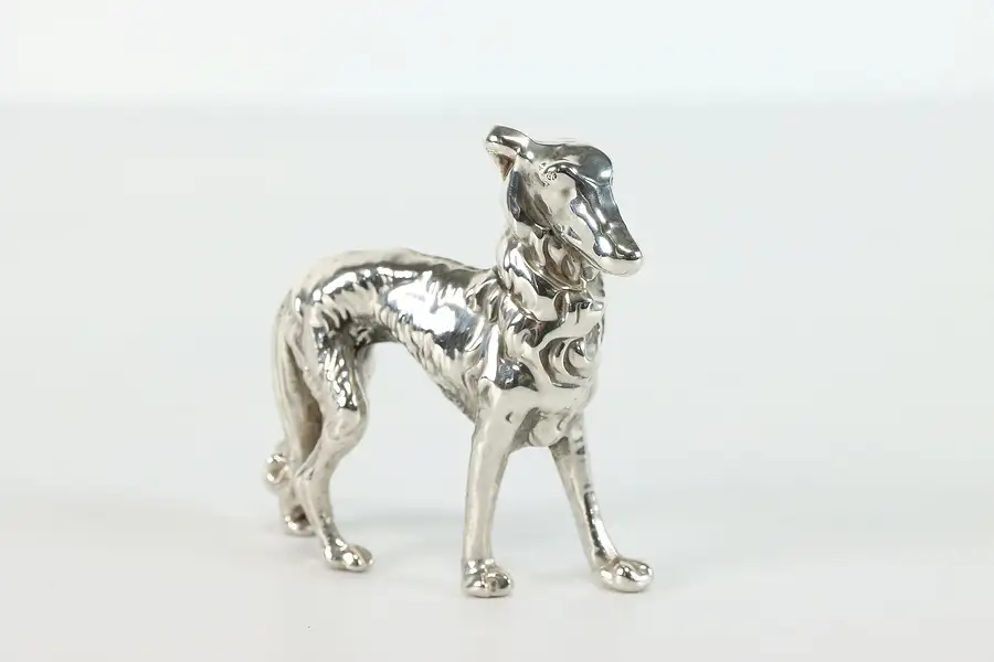 Main image of Borzoi Dog Sculpture Vintage Sterling Silver Figurine