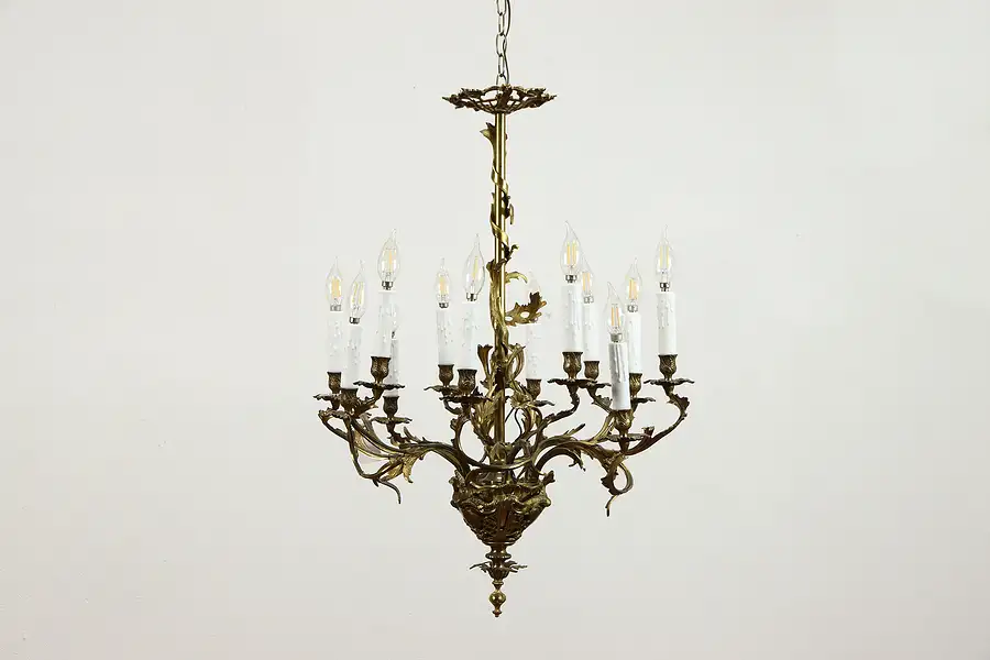 Main image of Rococo Style Gold Plated Vintage 12 Candle Spanish Chandelier