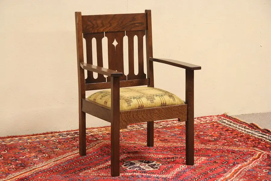Main image of Arts & Crafts Mission Oak 1900 Antique Armchair