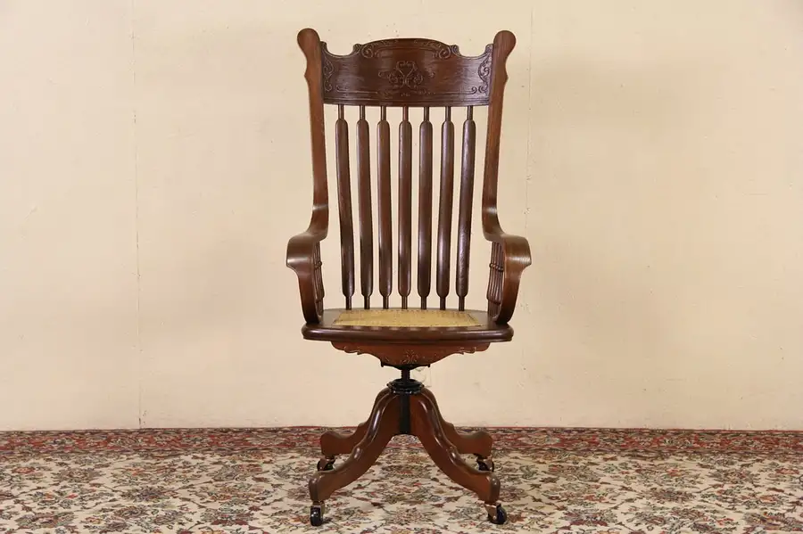 Main image of Swivel Adjustable 1890's Antique Sheboygan Desk Chair