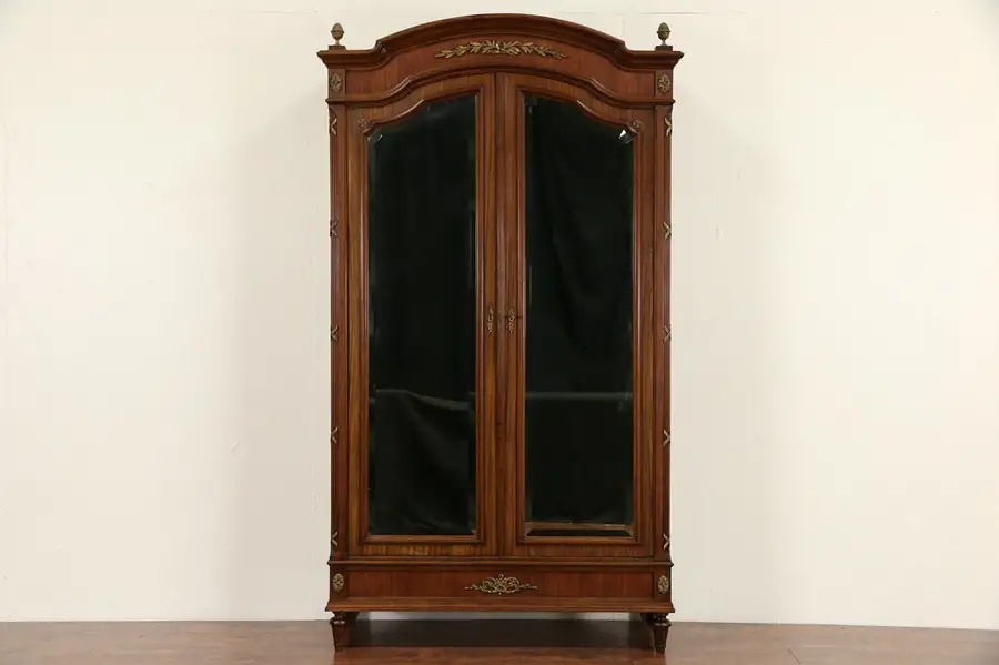 Main image of French Empire Antique Armoire, Mahogany and Bronze Mounts