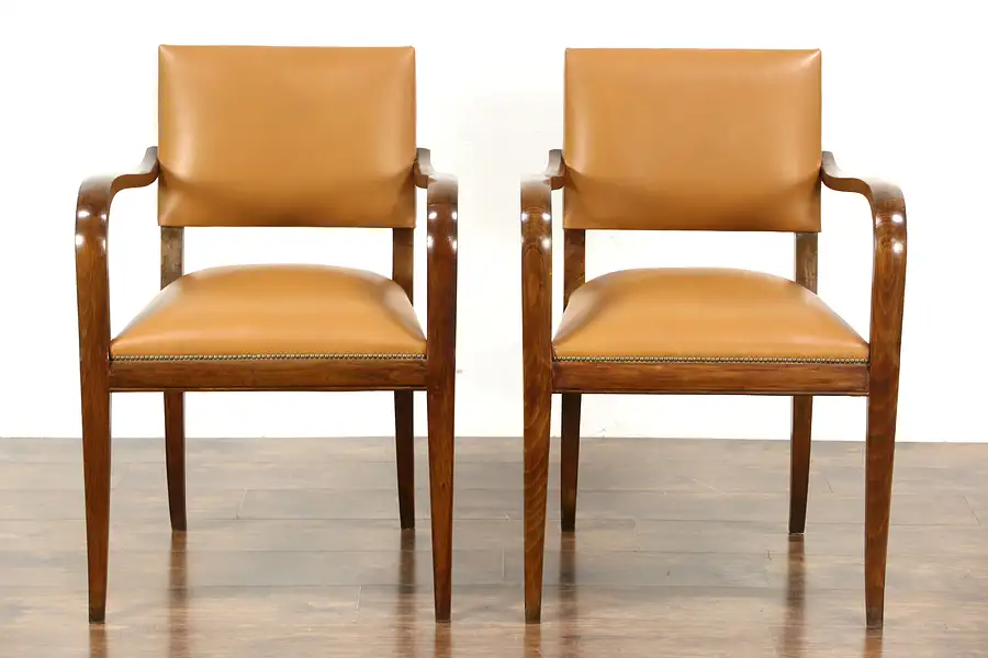 Main image of Pair of Midcentury Modern 1960's Vintage Danish Leather Office or Library Chairs