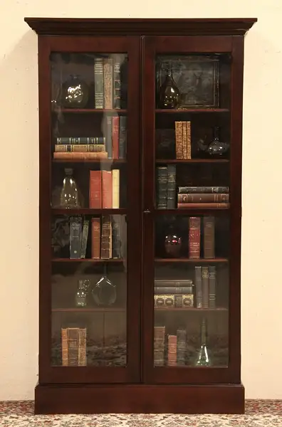 Main image of Bookcase with Wavy Glass, 1880 Antique
