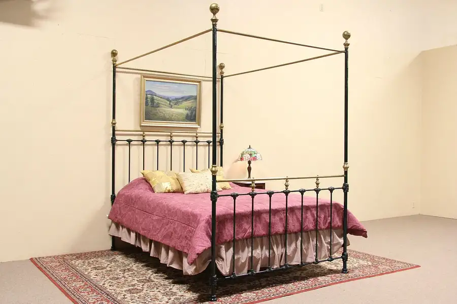 Main image of Virginia Brass & Iron Queen Size Canopy Bed