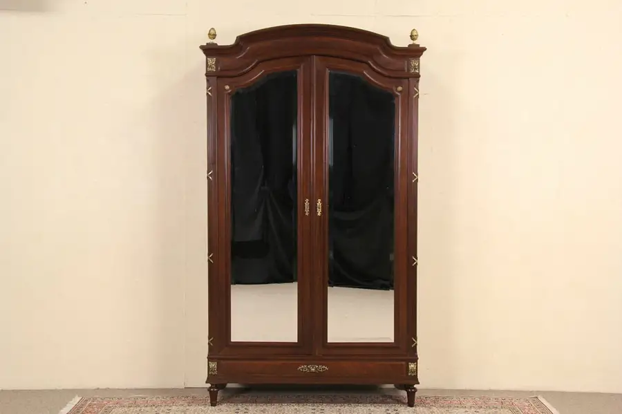 Main image of French Empire 1900 Antique Armoire or Closet, Bronze Mounts