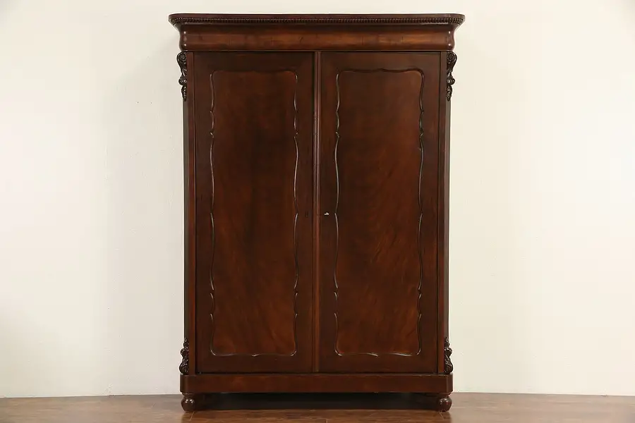 Main image of English 1870's Antique Mahogany Armoire Linen Closet