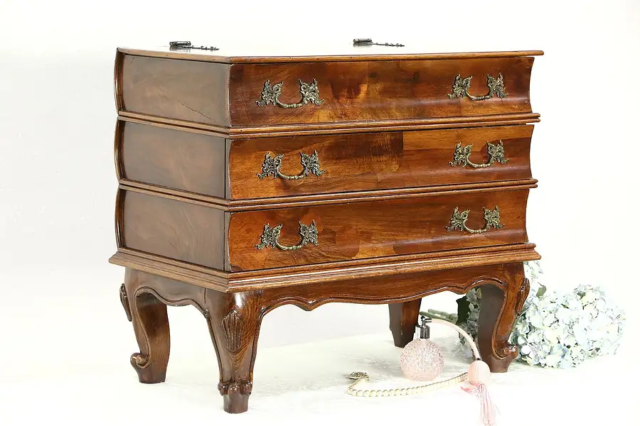Main image of Italian Book Stack Vintage Chairside Table or Jewelry Chest