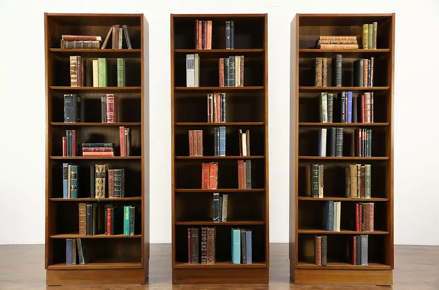 Main image of Midcentury Danish Modern Set of 3 Walnut 1960 Vintage Bookcases, Signed Hundevad