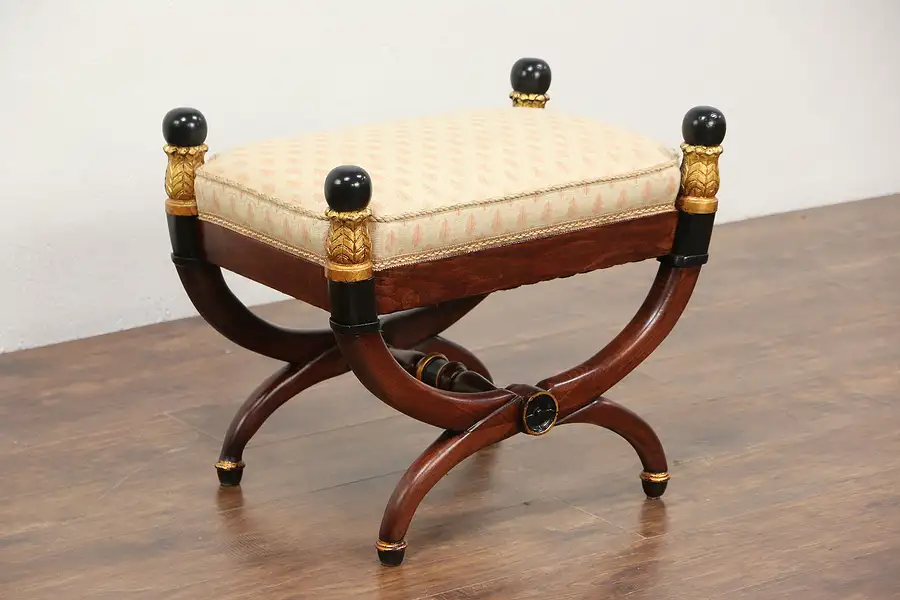 Main image of French Empire Design Vintage Carved Bench or Stool