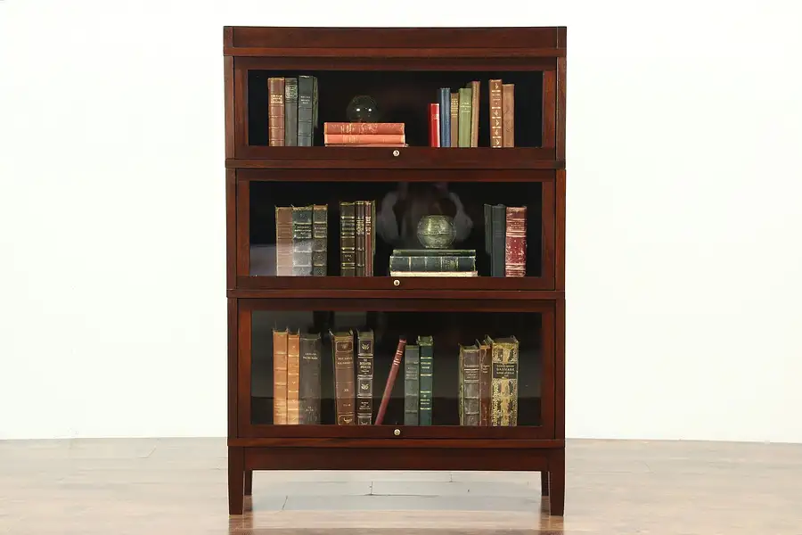 Main image of Mahogany Antique 3 Section Stacking Lawyer Library Bookcase, Globe Wernicke