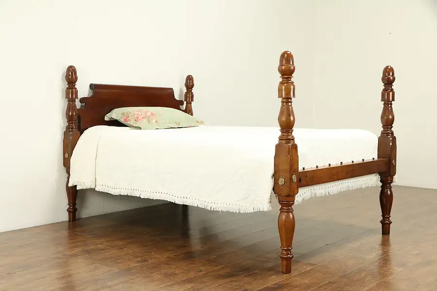 Main image of Cherry Antique 1840 Empire Full Size Poster Rope Bed, Pennsylvania