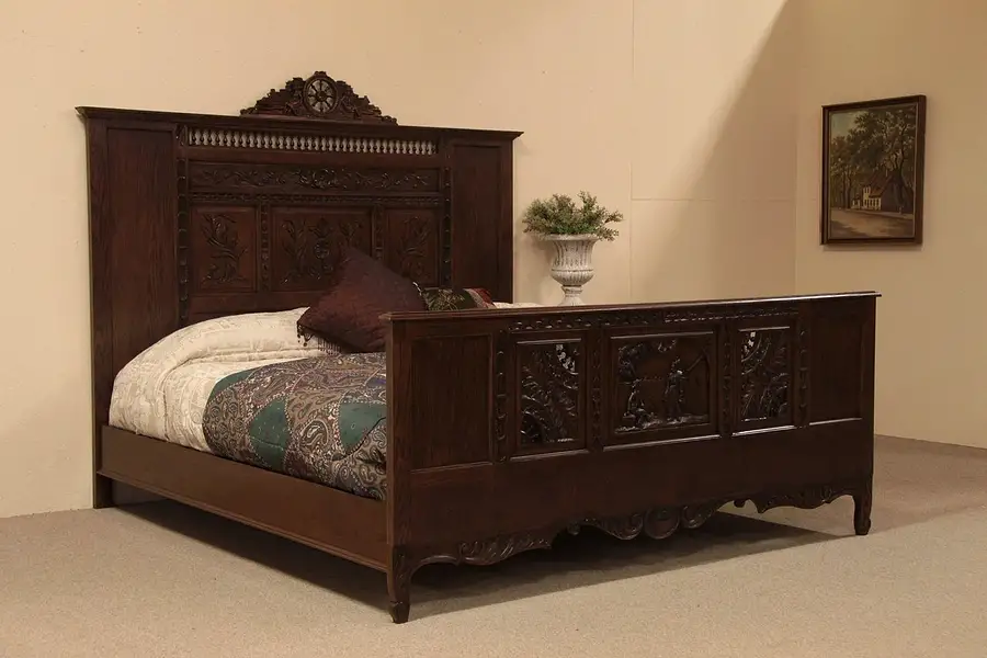Main image of Brittany Carved Antique King Size Bed