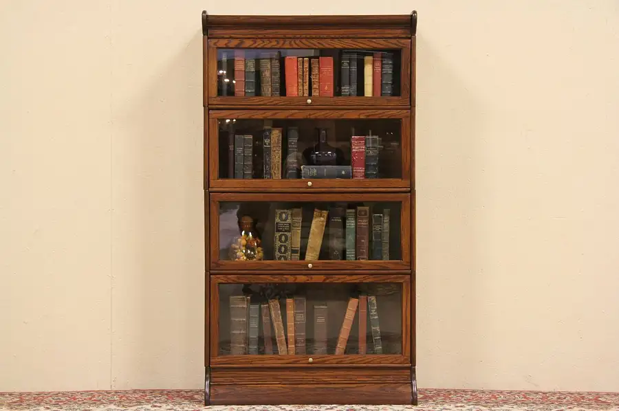 Main image of Humphrey 4 Stack Oak 1900's Lawyer or Barrister Bookcase