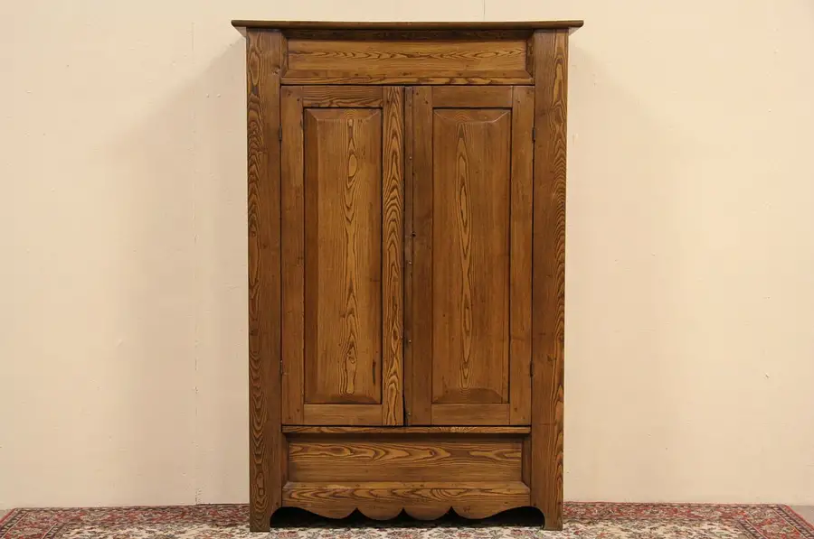Main image of Country Oak & Ash Antique 1860 Armoire or Linen Cabinet