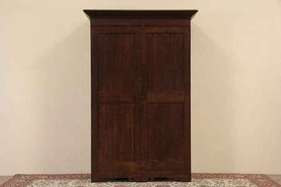 Main image of Country Pine Grain Painted 1860 Antique Armoire, Wardrobe or Linen Cabinet