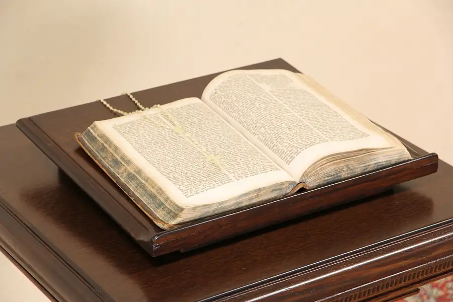 Main image of Desktop Oak 1880's Antique Book, Bible or Dictionary Stand