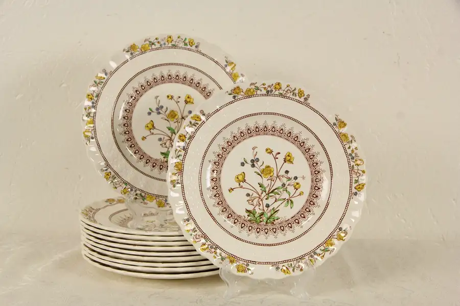 Main image of English Spode Buttercup Set of 11 Salad Plates