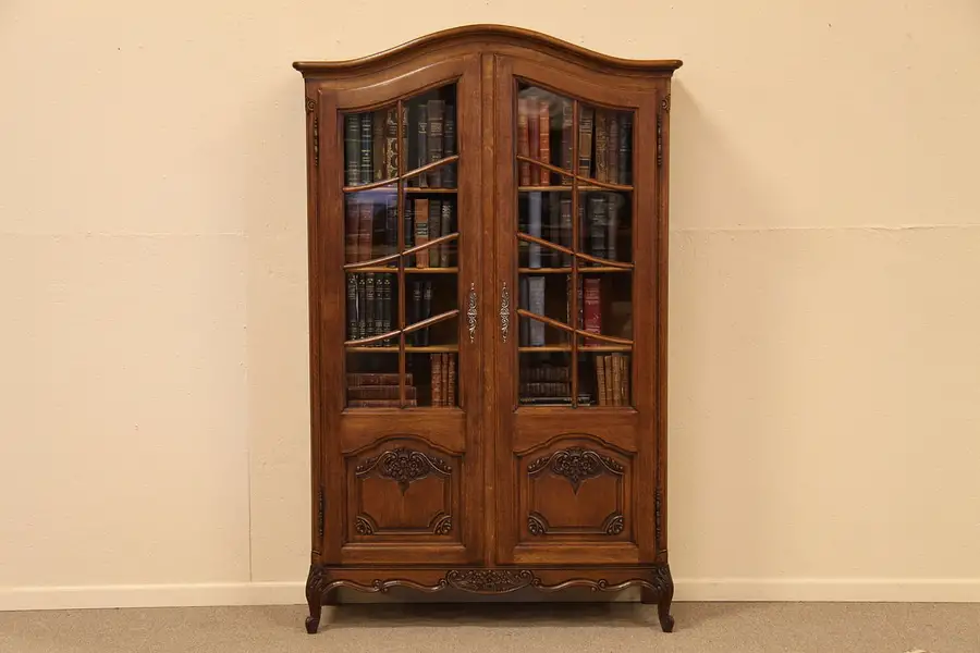 Main image of Country French Carved Oak 2 Door Bookcase