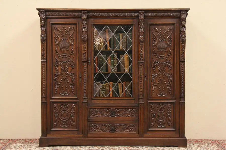 Main image of Renaissance Carved Oak Library Bookcase